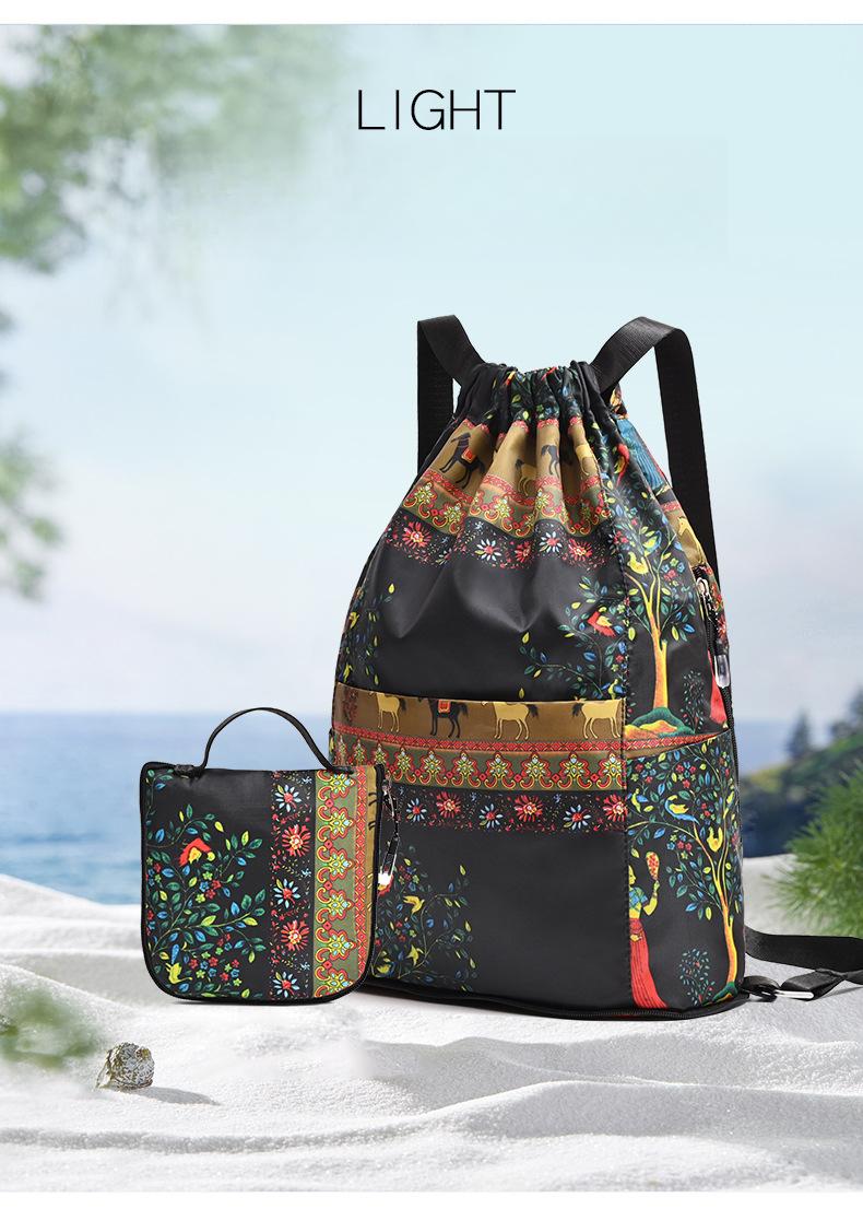Foldable Drawstring Lightweight Backpack Portable Stylish Large Capacity Travel Storage Bag Basketball Bag