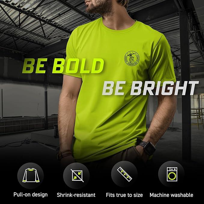 Crayons - Hi Visibility Safety Yellow Work T-Shirt Jersey Menswear apparel | Graphic Vintage tees Top Collar