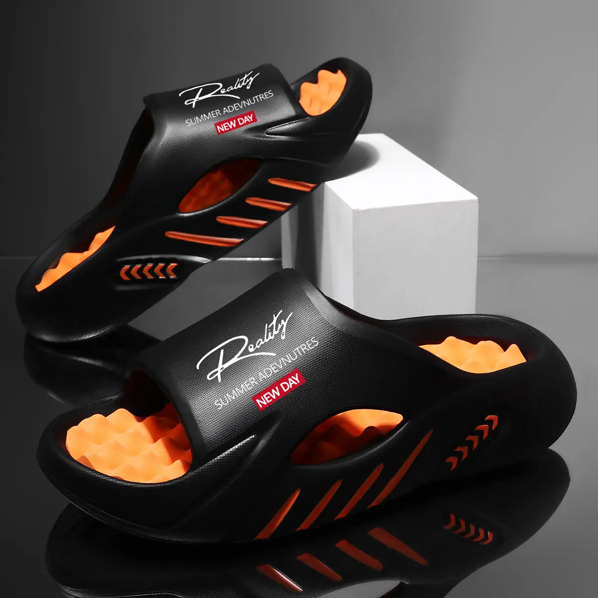 Men's Massage Cloud Soft House Slides | Reality Letter Print Non-Slip EVA Quick Dry Waterproof Indoor Outdoor Summer Home Slippers, Footwear, Party