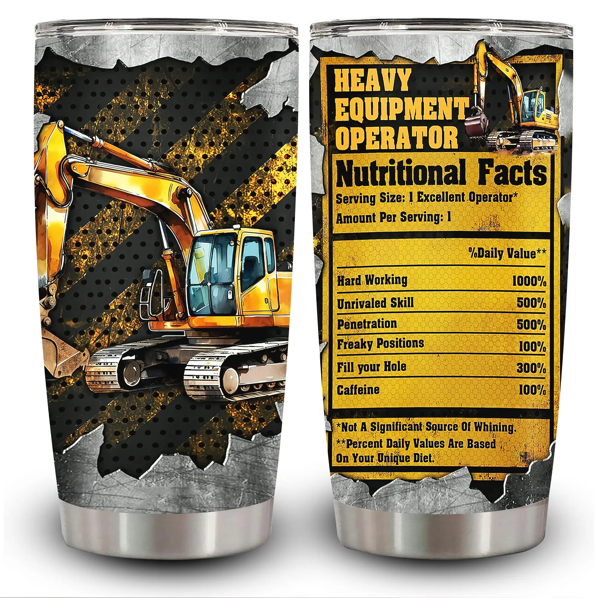 1pc 20oz Heavy Equipment Operator Nutritional Facts Tumbler with Lid, Insulated Travel Mug, Gift for Women Men, Ideal for Halloween, Independence Day, Memorial Birthday Gift, Coffee Cup, weird stuff