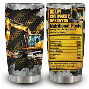 1pc 20oz Heavy Equipment Operator Nutritional Facts Tumbler with Lid, Insulated Travel Mug, Gift for Women Men, Ideal for Halloween, Independence Day, Memorial Birthday Gift, Coffee Cup, weird stuff