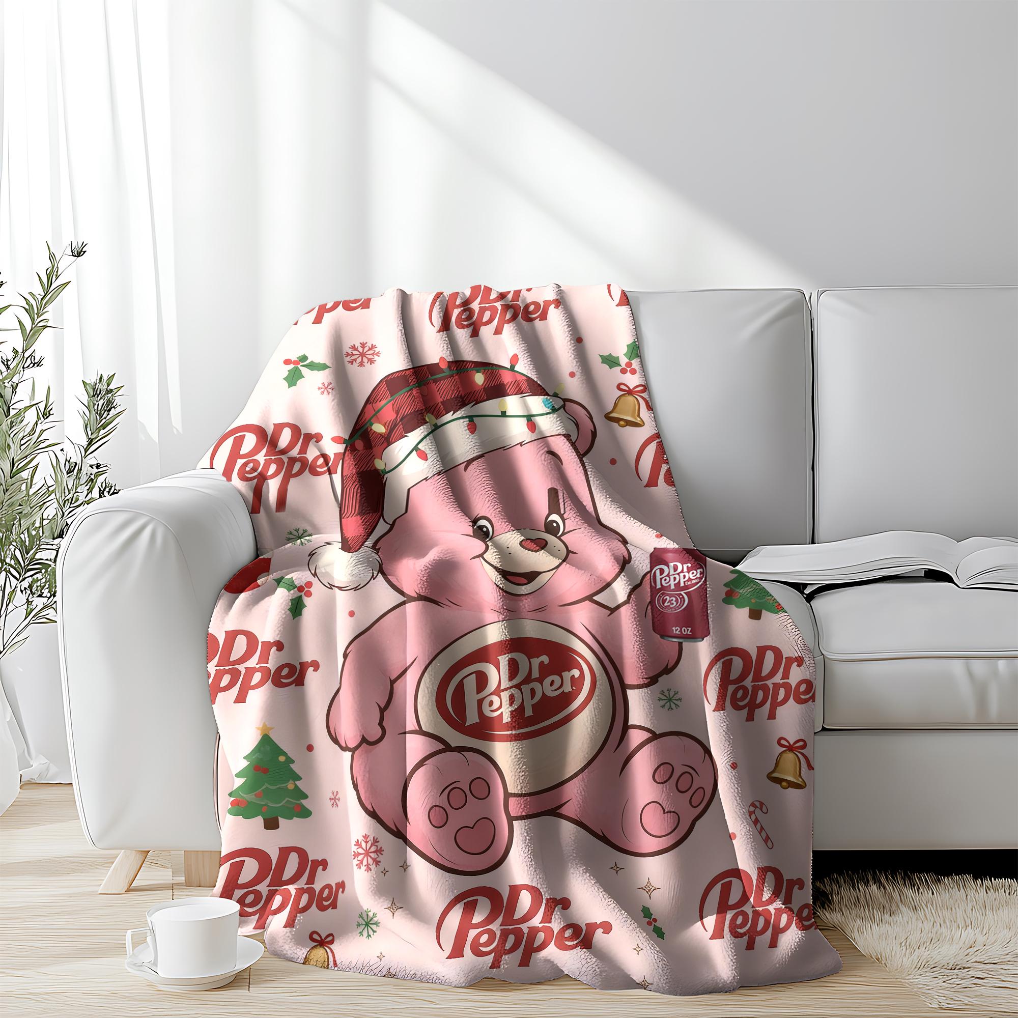 Pink Bear Dr Pepper Flannel Blanket, Cute Christmas Theme Blankets ,Soft and Comfortable Suitable for Sofas, Beds, Camping and Travel - Modern Style. Pink Bear Dr Pepper Flannel Blanket, Cute Christmas Theme Blankets ,Soft and Comfortable Suitable for Sofas, Beds, Camping and Travel - Modern Style.