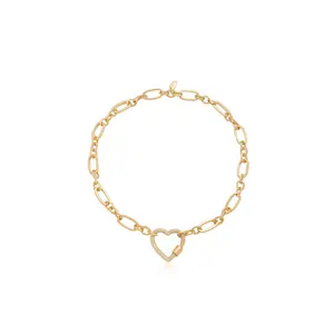 Ettika Open Heart Lock Necklace for Women – 18k Gold Plated Brass & Steel Chain with CZ Accents Ettika Open Heart Lock Necklace for Women – 18k Gold Plated Brass & Steel Chain with CZ Accents