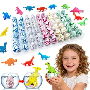 60PCS Small Hatching Dinosaur Eggs for Dinosaur Birthday Party Favors Valentine Goodie Bag Stuffers Classroom Carnival Prizes Bulk Pinata Fillers Novelty Grow in Water Dino Eggs with Toys Inside