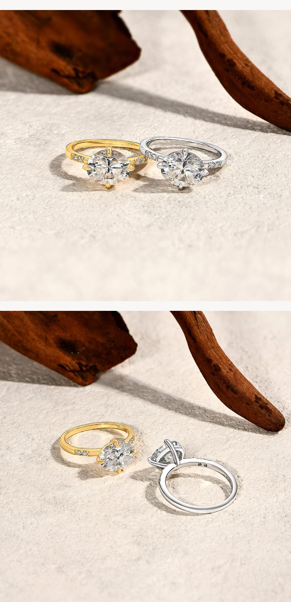 ATTAGEMS D VVS1 Color Oval Cut 3CT Synthetic Moissanite Ring for Women 925 Sterling Silver Classic Engagement Wedding Anniversary Fine Jewelry Gift R288 SpringStatements