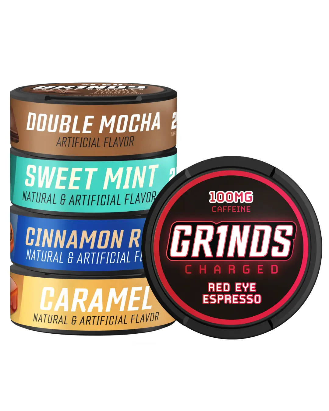 Grinds Coffee Pouches | 5 Flavors Sugar-Free No Crash | Clean Caffeine Boost | Coffee Alternative | No Drink No Mess | Caffeine Pouches