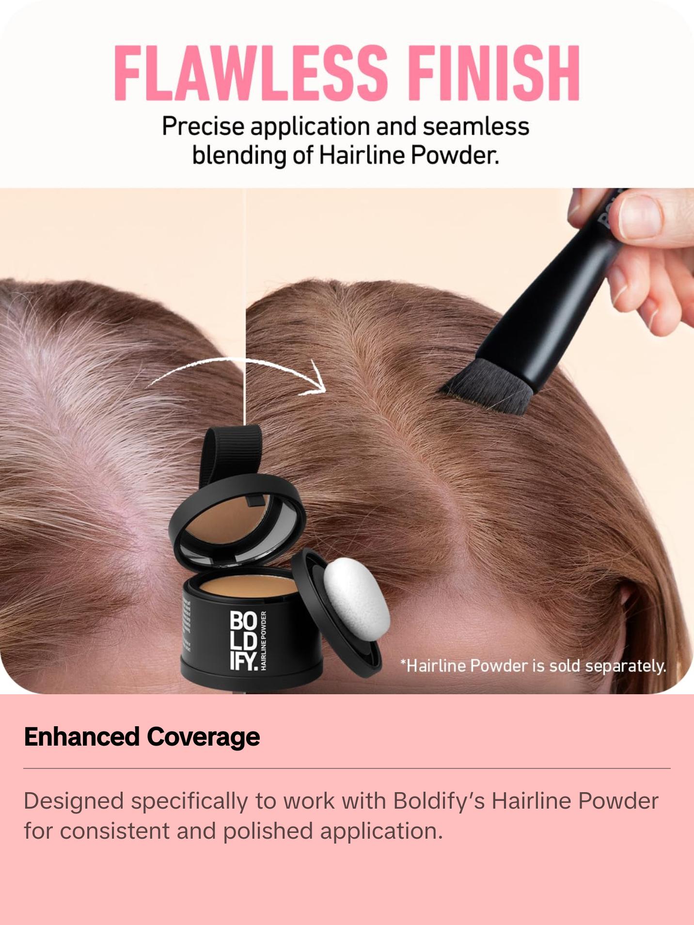 BOLDIFY Four Ended Hairline Powder Brush - Precision Hair Makeup Brush Set with Sponge Tip for Seamless Blending - Ideal as a Hair Concealer Brush, Hair Contour Brush, Root Touch Up