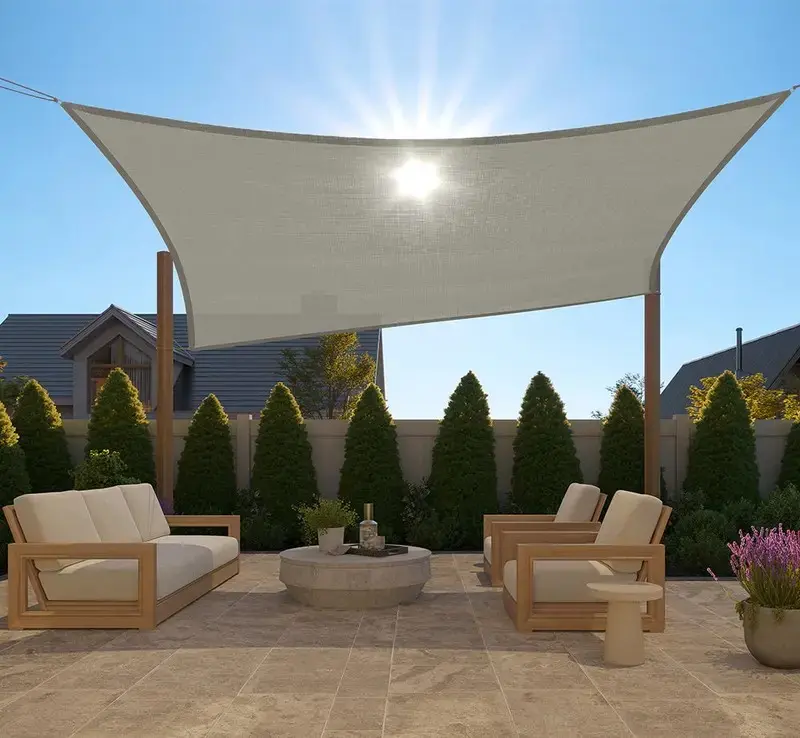 Heavy Duty Sun Shade, UV Protection Fade Tear and Rust Resistant Rectangle Sunshade Canopy, Curved Edges Blocks Sunlight, Breathable Sail, Outdoor Patio, Lawn Garden #Summervibes
