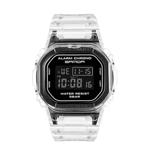 Trendy Unisex Waterproof Digital Wristwatch, Luminous Display, Dual Time Calendar Function, Transparent Jelly Strap, Shockproof Sport Casual Timepiece for Outdoor Daily Use