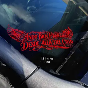 Ando Bien Protegido Desde Allá Del Cielo Decal | Truck Windshield Sticker | Trokiando Style