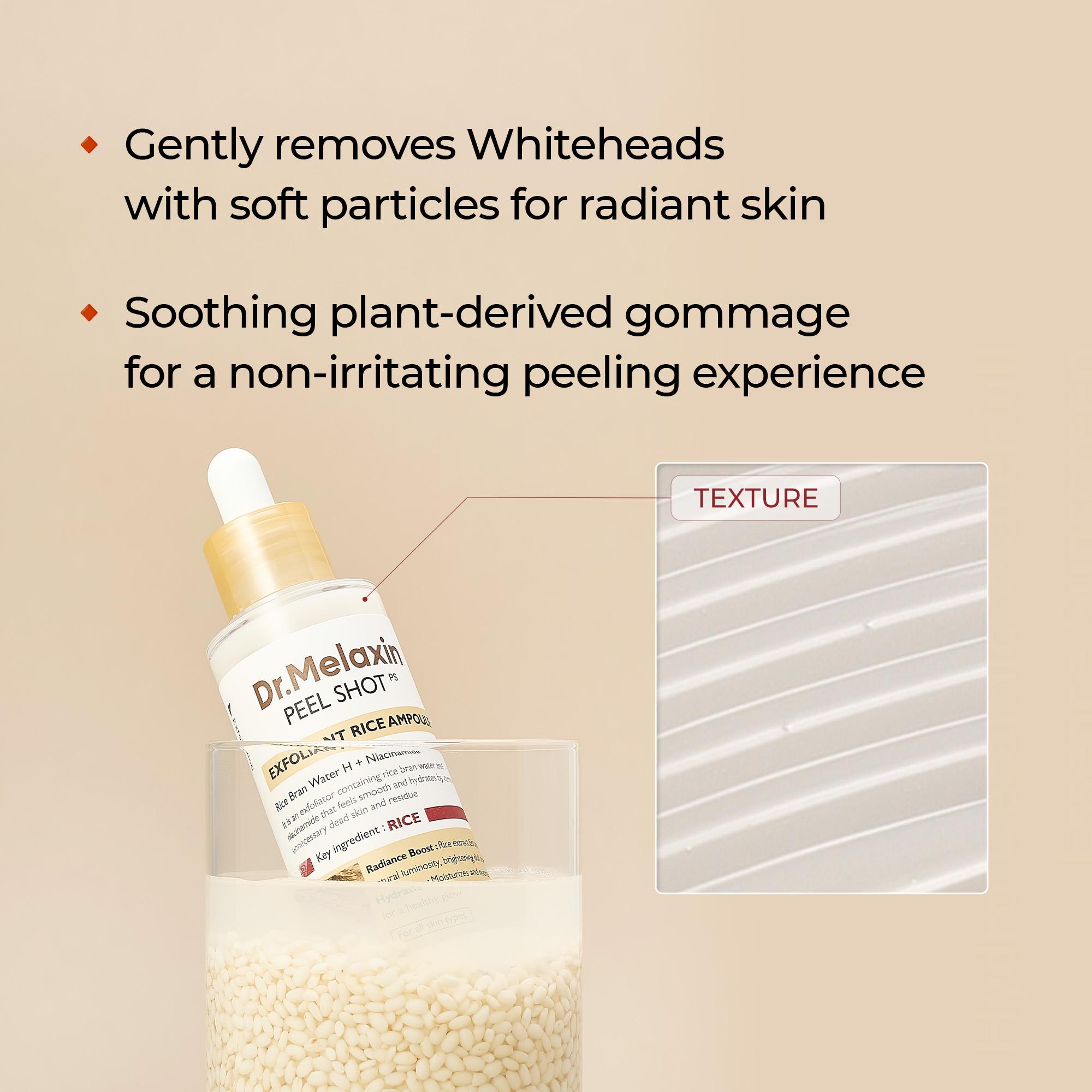 [Dr.Melaxin Official] Peel Shot Glow Rice Ampoule Duo - Serums for Brightening, Exfoliating, and Moisturizing - Suitable for All Skin Types Peeling