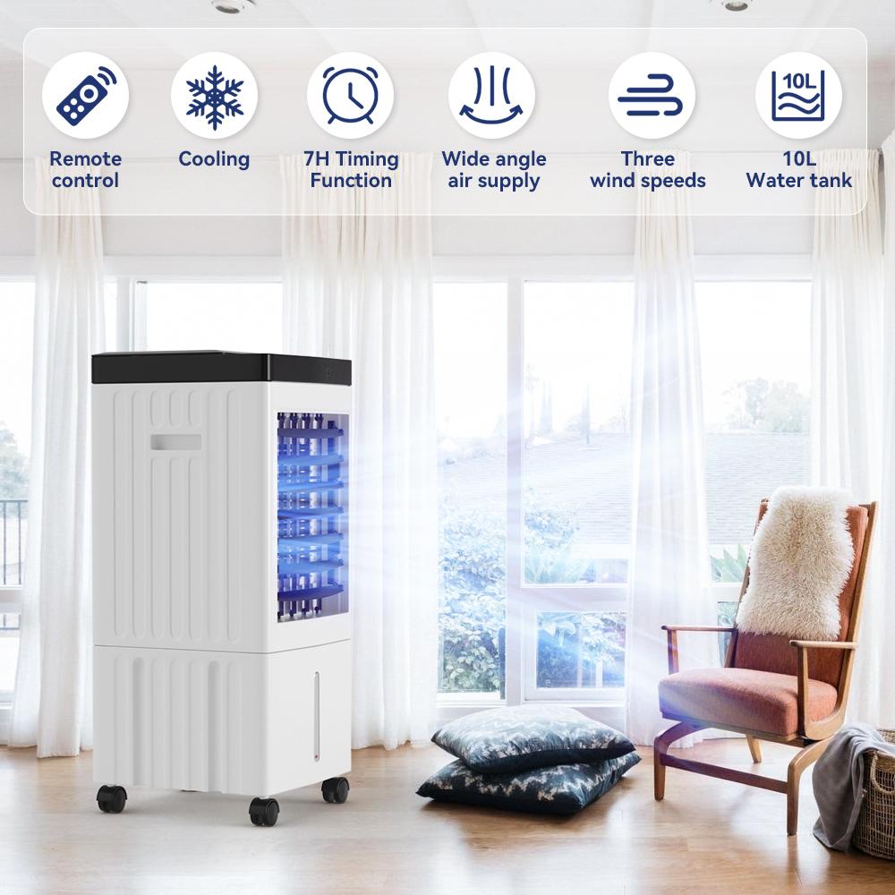 Summer Portable Air Cooler Lightweight 10L Evaporative Cooler Fan 3in1 Cooler with Remote Control&Humidifier,Air Cooling Fan for Room Home Office