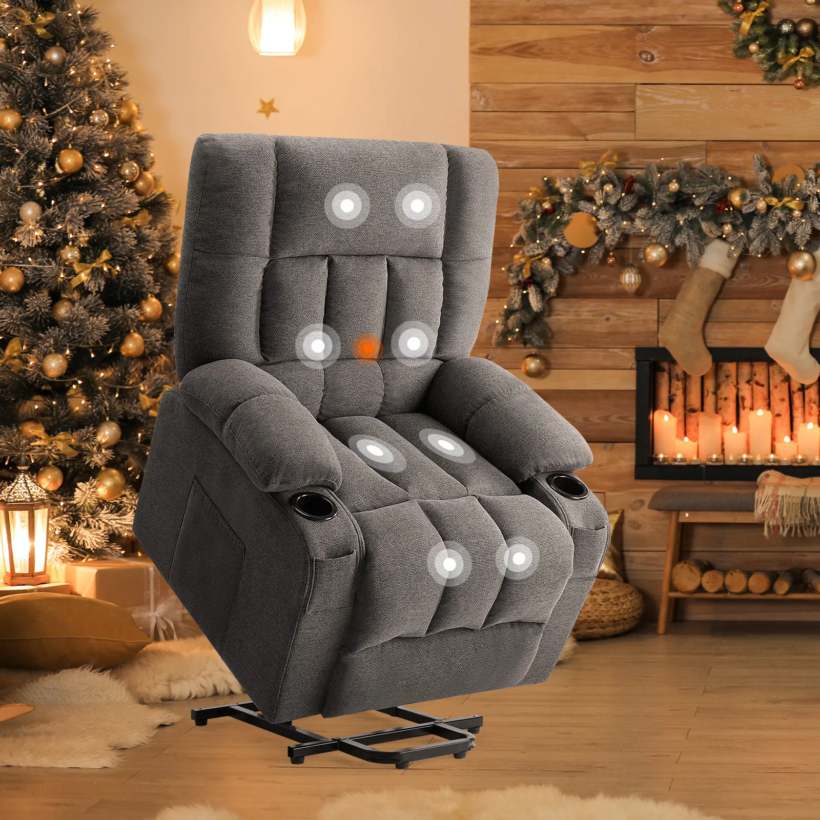 【Deal】Adjustable Fit Body-Friendly Recliner Chair - Cozy Reading Lounge Chair with Lumbar Support, Remote Control, 3 Massage Modes, Cup Holders, Vibration Points, Cozy Reading Chair,dorm essentials,home decor