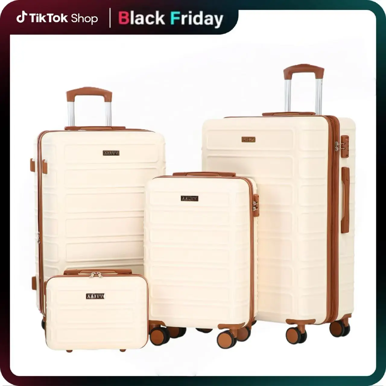 Luggage Sets 4 Piece, Expandable ABS Hardshell Suitcase with TSA Lock and 360° Spinner Wheels, Lightweight Durable Design for Family Travel, Holiday Trips, and Back to School