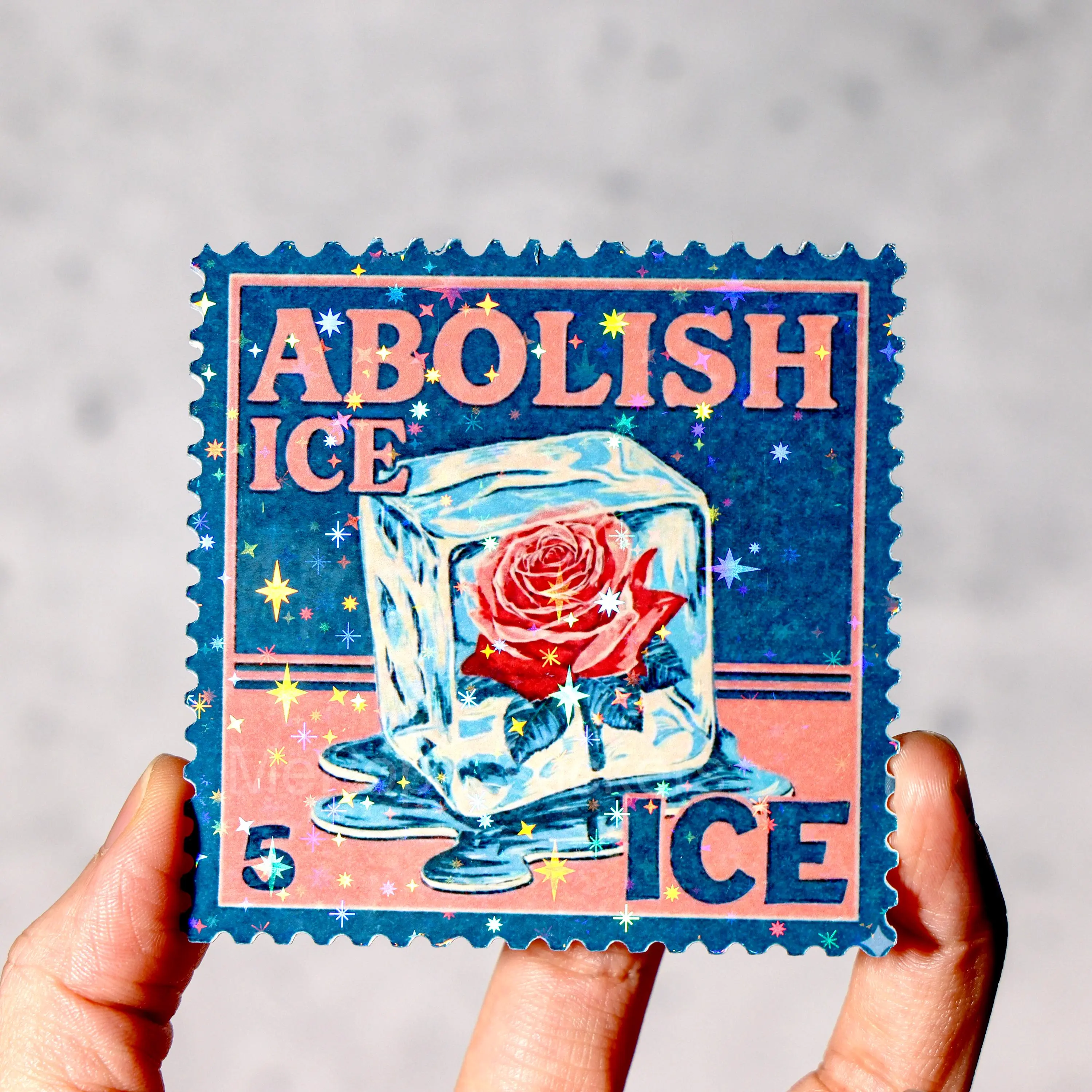 Abolish ICE rose sticker, No human is illegal, FDT Anti Trump Maga, Adult quote ,Political rights, Chinga La Migra, America first, Leftist