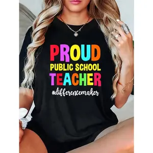 100% Cotton Unisex Public School Teacher Schoolmaster Proud Educator Instructor T-Shirt - Keep Going Never Give Up Tee – Daily Casual Outfit