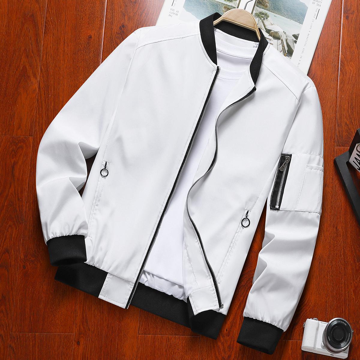 Men's Stylish Black Bomber Jacket Comfortable Trendy Baseball Jersey Coat Perfect for Casual Street Style Everyday Wear Gifting Lightweight Windbreaker Outdoorfun