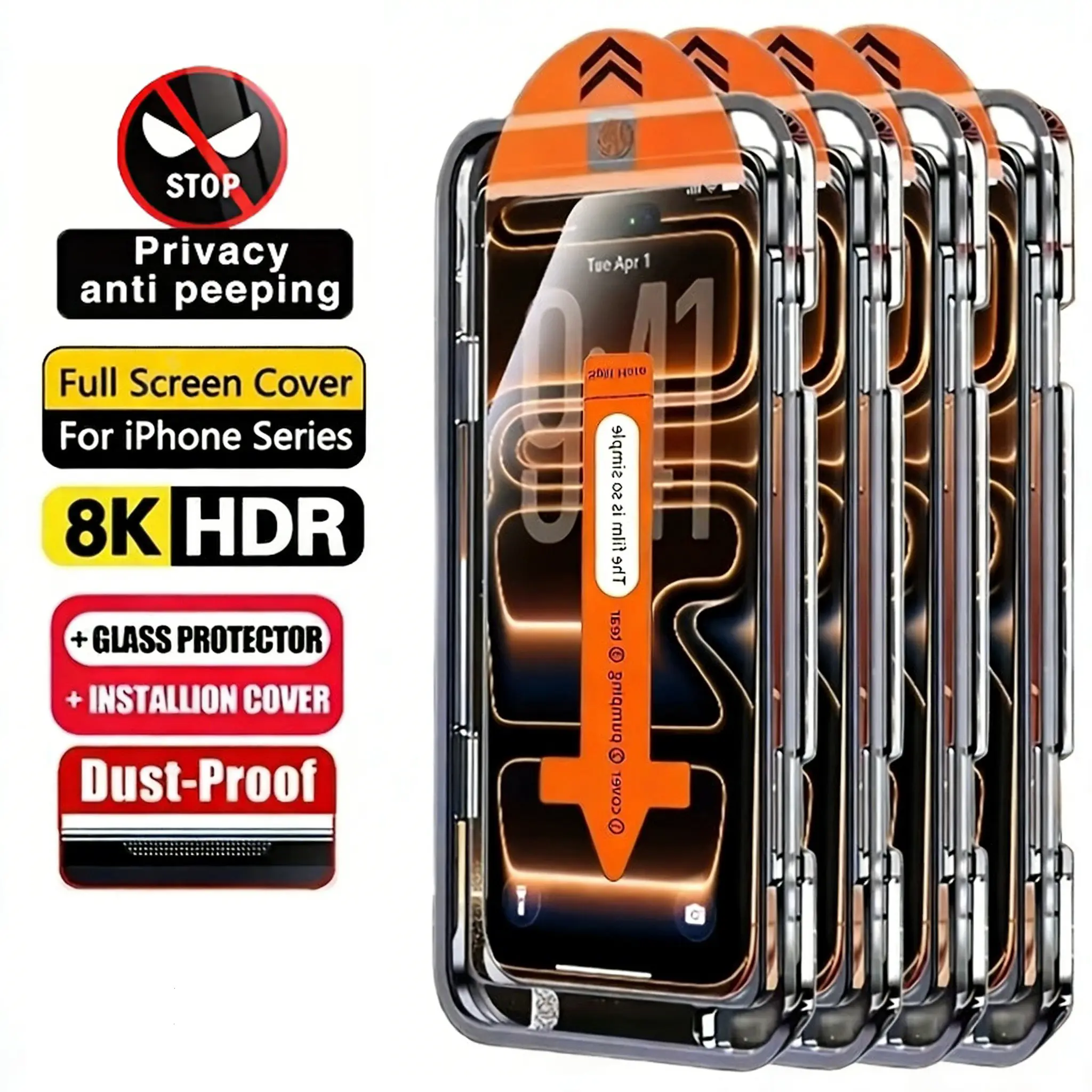 Privacy Screen Protector for iPhone 16/15/14 Pro Max Samsung S24 series, 9H Tempered Glass, Scratch Resistance Military Grade, Anti Fingerprint, No Bubbles, Smooth as Silk shockproof protection