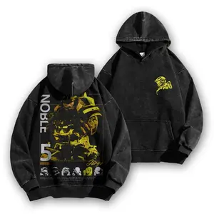 *Halo Reach* Acid wash cotton hoodie, RPG graphic sweatshirt-Long Sleeve Cotton Unisex Vintage Hoodie