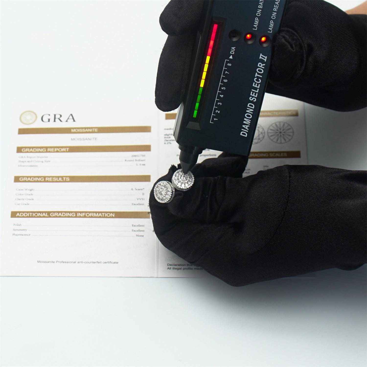 Delzzad 18K Gold-Plated Hip Hop Bling Out Circular Stud Earrings Lab-Created Moissanite Stud Earring S925 Sterling Silver Moissanite Jewelry Perfect Birthday Mother’s Day Christmas Gift for Men Women Wedding Set