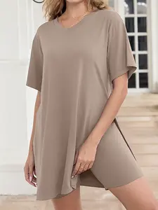 METAONLY Women Plus Size 2 Piece Outfits Short Sleeve Tunic Tops and Skinny Biker Shorts Sets Tracksuits Womenswear Bodycon Split Hem Lounge#springtok