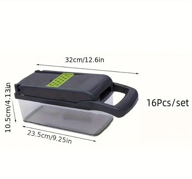 16-in-1 Multifunctional Vegetable Chopper Garlic & Onion Grater Kitchen Slicer with Auto Off Feature for Efficient Cooking