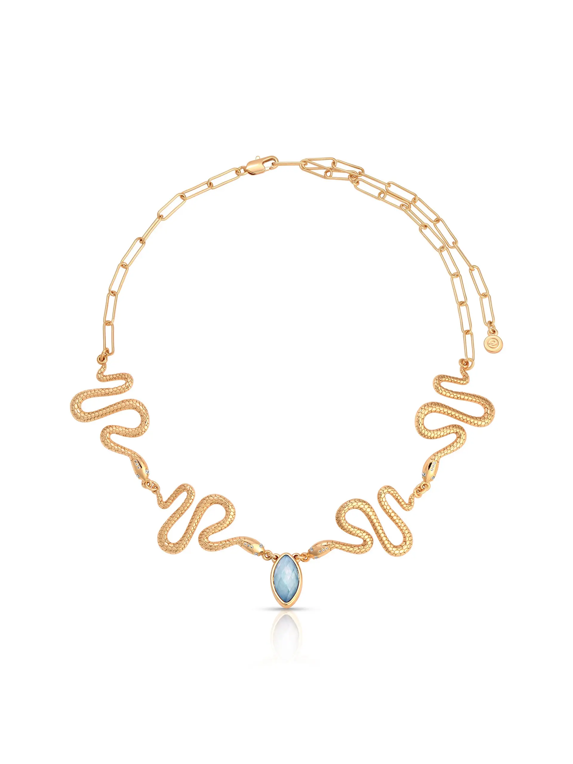 Mother of Pearl Serpentina Snake Choker – 18K Gold Plated Choker with Mother of Pearl & Cubic Zirconia | Statement Jewelry for Women Gold Chain Necklace