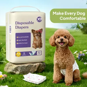 Comfortable Female Dog Diapers - 32 Pack Super Absorbent Disposable Doggie Diapers - FlashDry Gel Technology & Wetness Indicator - Leakproof Diapers for Dogs in Heat, Excitable Urination, Incontinence