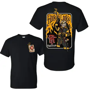 Hook'n & Look'n Skeleton Firefighter Ragtop T-Shirt, 2 Sides, Ragtop Fire Matchbox Logo Skeleton Firefighter Graphic Tee, Overhaul Hook And Look Skeleton Firefighter Shirt