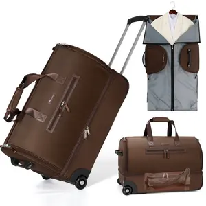 Modoker 2 in 1 Convertible Rolling Garment Bag for Travel, Suit Travel Bag with Trolley, Garment Duffel Bag with Wheels & Shoes Compartment for Business Trip, Weekender