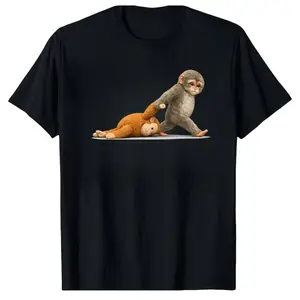 Funny Playful Monkey Graphic Tee – Casual Front Print T-Shirt for Animal Humor Fans