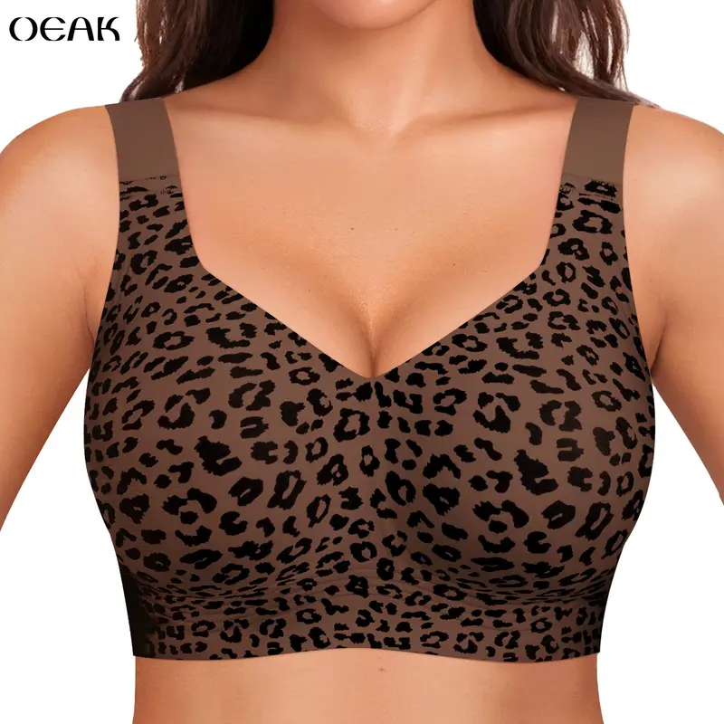 OEAK Women Jelly Bras Wirefree Full Coverage No Underwire Everyday Bras Comfortable Wireless Padded Tshirt Bra