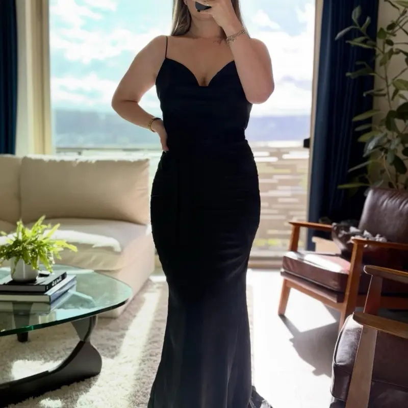 Black Satin Mermaid Maxi Dresss - TikTok Shop