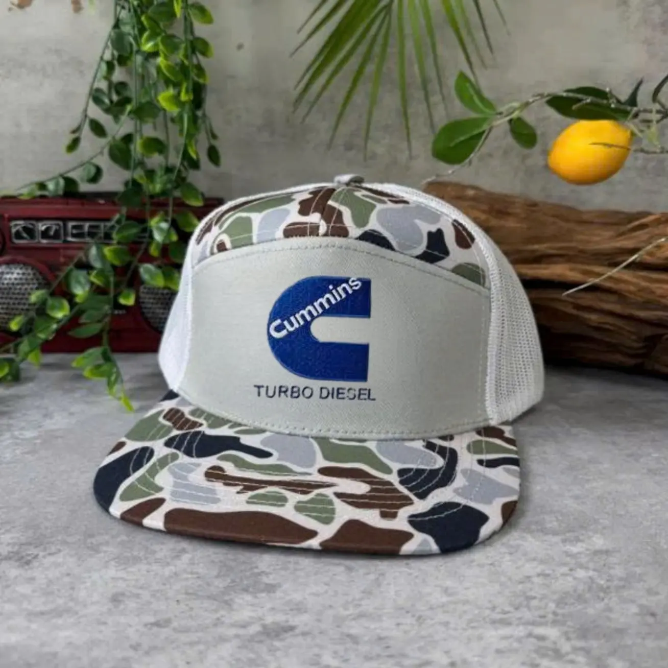Cummins Turbo Diesel Embroidered Trucker Hat Camo Snapback Cap Mesh Back Adjustable Baseball Hat Diesel Truck Driver Gift for Men Outdoor Style