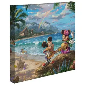 Thomas Kinkade Disney Mickey & Minnie in Hawaii Gallery Wrapped Canvas