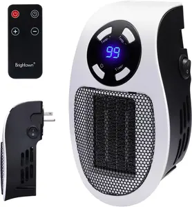 Brightown Wall Plug In Heater 450W Portable Outlet Heater with Remote Control Clear LED Display Adjustable Thermostat 12H Timer for Indoor Use Bathroom Office