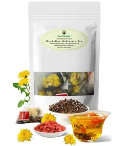 ZenVitality Organic Dandelion Wolfberry Tea Bags Natural Support Kidney & Liver, Detox & Wellness Tea With Chrysanthemum, Goji Berry, Gardenia, Cassia Seed, Orange Peel, Dandelion Leaf Tea 120g