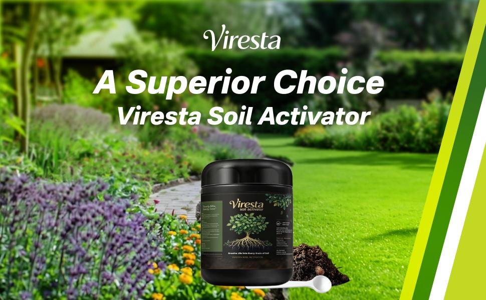 Viresta Soil Revitalizer (13.8oz / 390g), Concentrated Humic Acid Formula for Lawn & Garden Plant Food Enhancer Yields 266 Gallons Fertilizer Lawn & Garden Soil Conditioner - Plant Food Enhancer, Concentrated Humic Acid