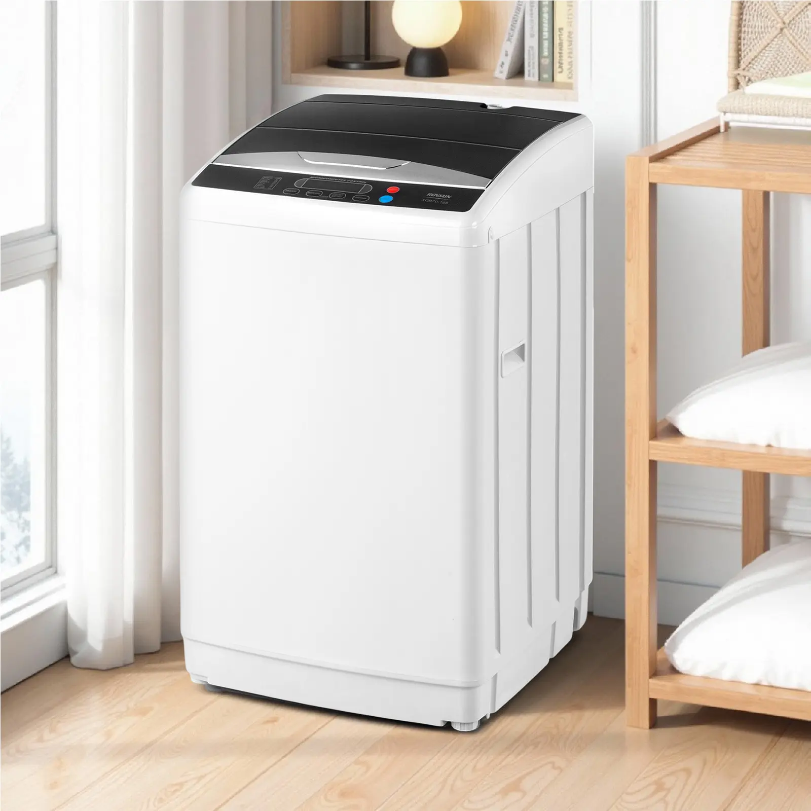 ROVSUN Full-Automatic Washer and Dryer Combo Home Appliance - 17.8/25/30LBS 110V Compact Design, Stainless Steel Drum, 400W Drain Pump, Child Lock, Under 60db Wash, Portable for Apartments, Dorms