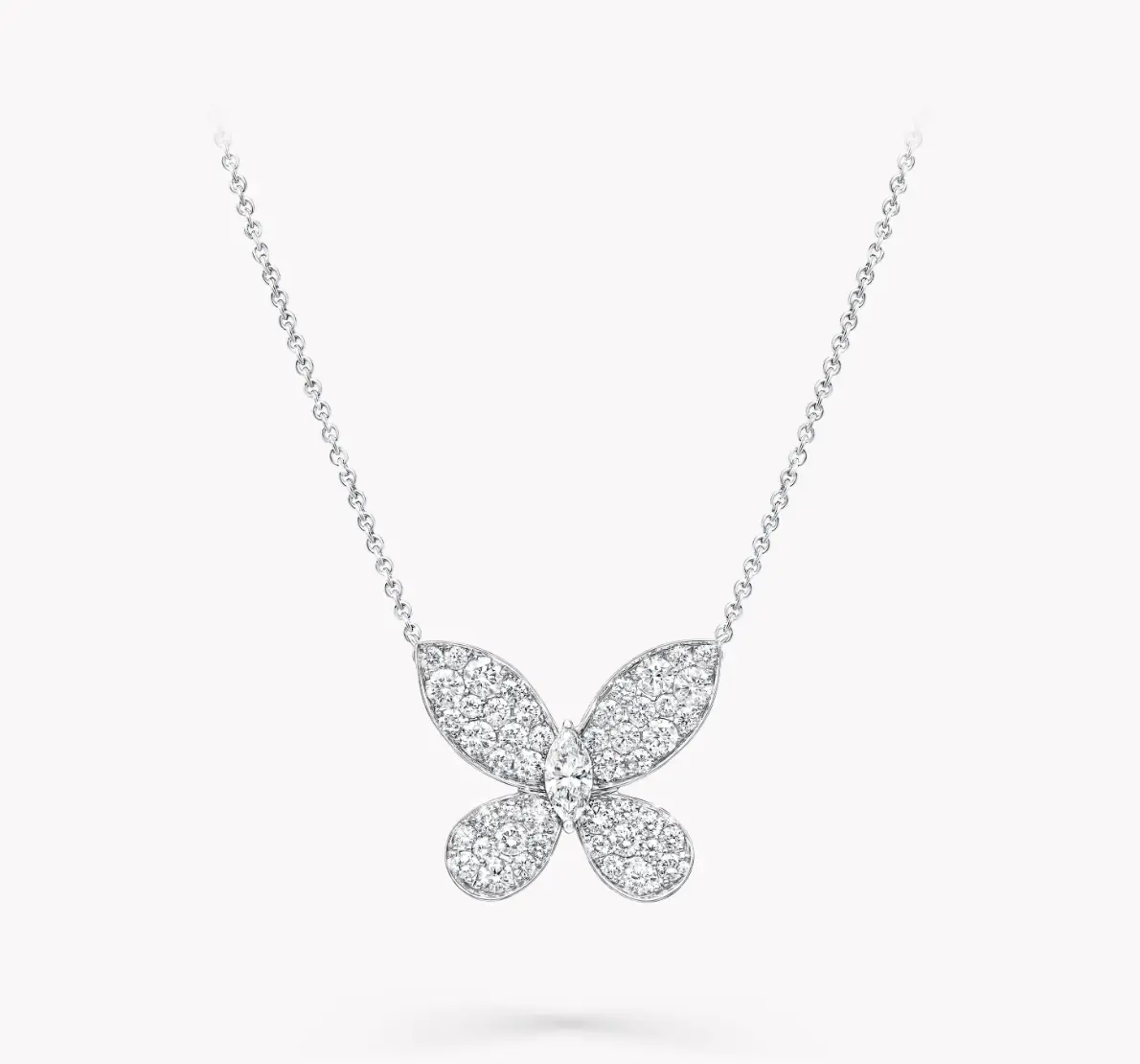 Pre-owned Graff Pavé Butterfly Pendant white gold necklace