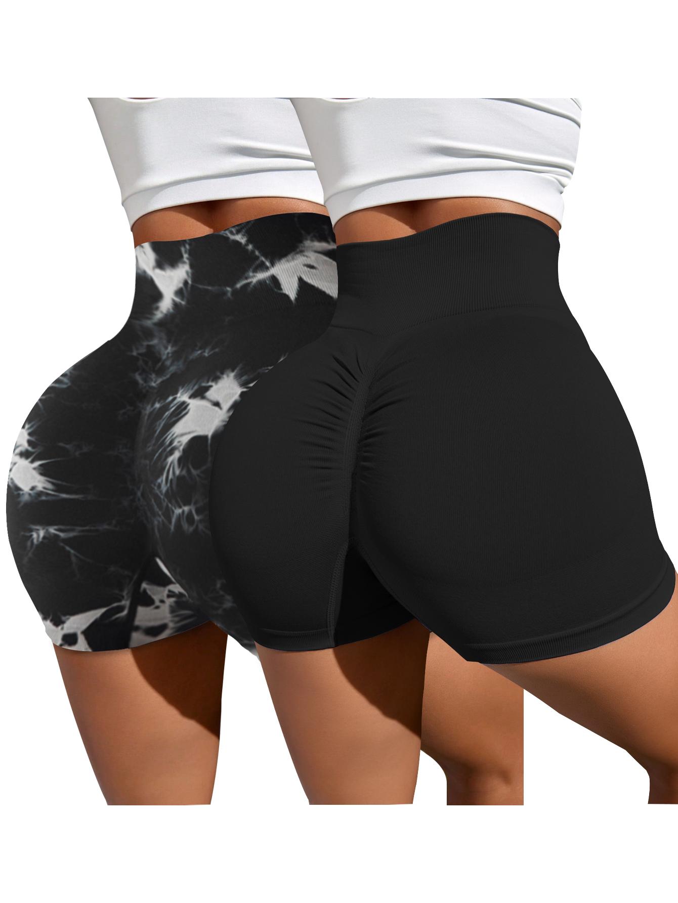 TCVC Women's Tie Dye High Waist Sports Shorts, Casual Comfy Breathable Skinny Athleisure Casual Shorts for Yoga Gym Workout Running,Ladies Sportswear for Spring and Summer