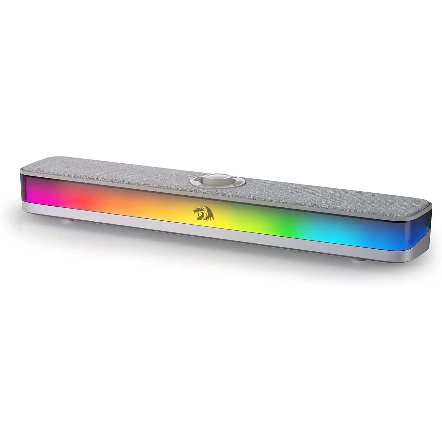 Redragon GS515 Compact Gaming Lighted Bluetooth Speaker - 2.0 Channel Stereo Desktop Soundbar, Bluetooth 5.3, Wired USB-C/USB Powered, Hi-Fi Audio Sound System, Gray, Gaming Accessories, Desk Accessory, Compatible with Tablet & Smartphone