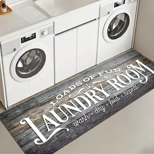 Kitchen Rug Laundry Room Runner Non Slip Rubber Mat Washable Farmhouse Mudroom Washroom Bathroom Decor Loads of Fun Design