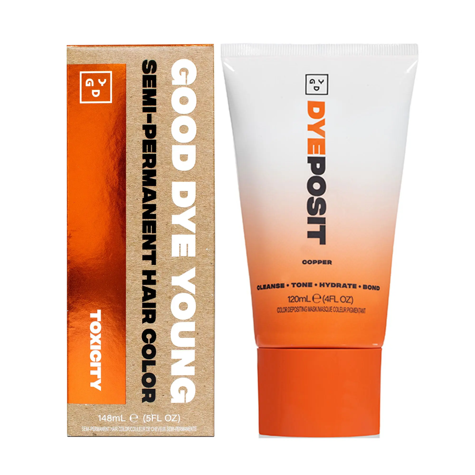 Copper Hair Dye Bundle – Good Dye Young Toxicity Semi-Permanent + DYEposit Color Hair Mask | Dye & Maintain Set | Vegan, Cruelty-Free, Non-Damaging