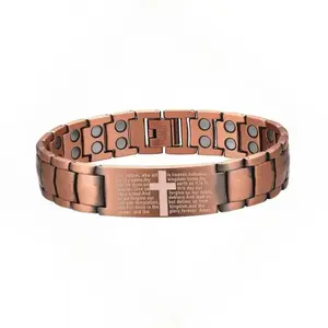 Serelune S Father's Day Gift Copper Magnetic Bracelet for Men, 99.99% Pure Copper Cross Bracelet with Ultra Strength Magnets Adjustable, Healthy Father's Day Gift Bracelet Men, Gift for Dad