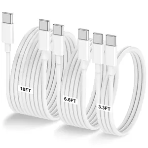 3-Pack [3.3FT+6.6FT+10FT] 60W USB C to USB C Cable, Type C to Type C Cable,Fast Charging Cable for iPhone 17 16 15 Pro Plus Pro Max Air，for Galaxy S25, for iPad, for MacBook and More