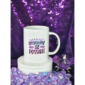 15oz Motivational Coffee Mug With If Not Now Then When And Anything Is Possible Quotes In Gradient Letters And Purple