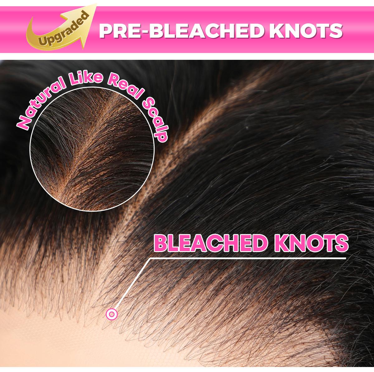 [Clearance Sale] CurlyMe Bleached Knots 13x6 Swiss Lace Water Wave Hair Lace Front Wigs Pre-plucked Natural Black 180% Density Lace Frontal Wig