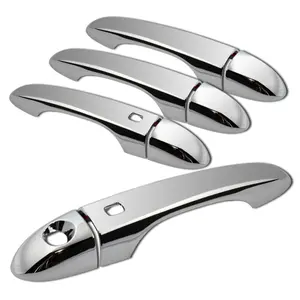 4PCS Chrome Door Handle Covers with Smart Keyholes Compatible with 2015 - 2016 DODGE DART / 2015 - 2017 CHRYSLER 200 / 2014 - 2016 JEEP CHEROKEE ( WITH SMART KEYHOLE / NO PASSENGER KEYHOLE )