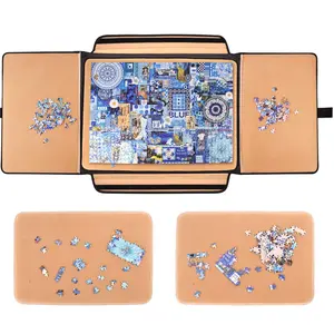 1500 Pieces Jigsaw Puzzle Board, Portable Puzzle Board, Jigsaw Puzzle Table Board, Puzzle Keeper Puzzle Caddy with Sorting Trays & Detachable Board,Non-Slip Surface